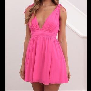 Ysabel Chiffon Dress in Hot Pink